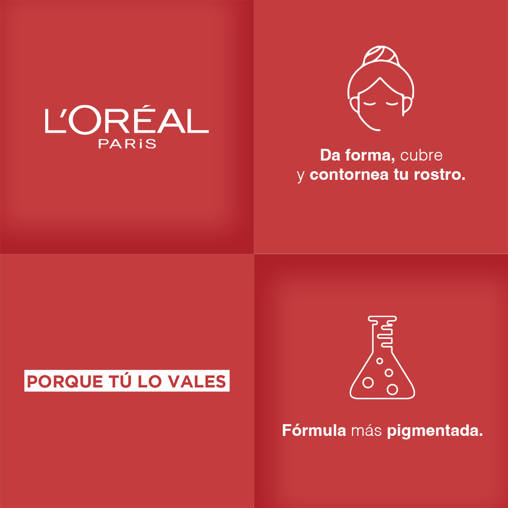 Da forma, cumbre y contornea tu rostro. Formula más pigmentada.